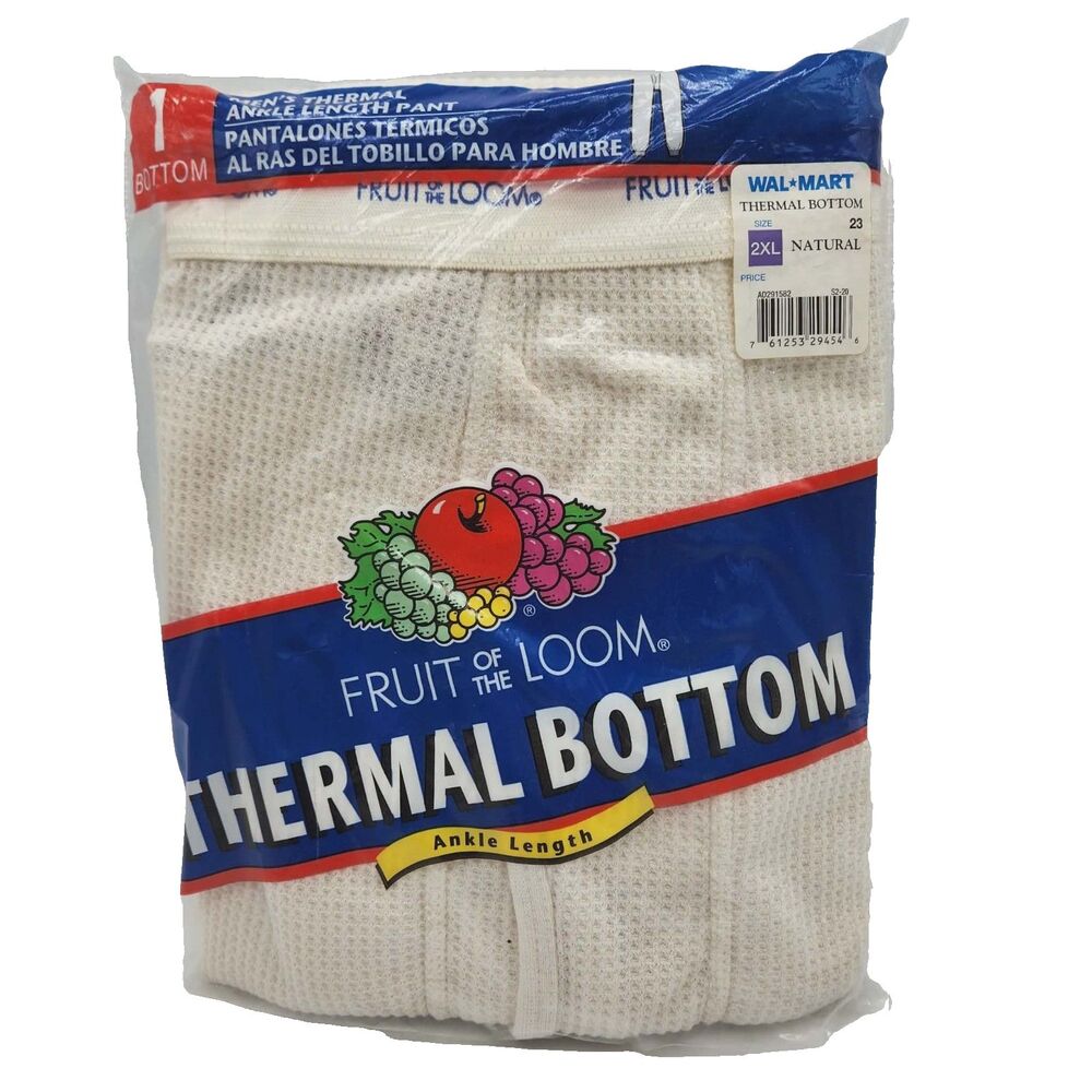 Fruit of The Loom Men's 2XL Thermal Bottom Pants Long Underwear Natural Beige